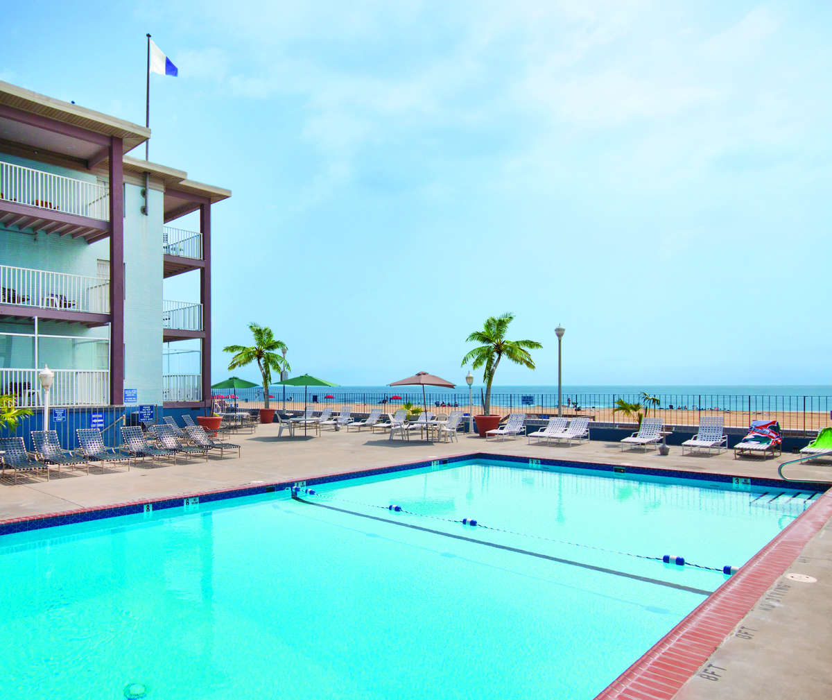 view of the pool and the oceanfront